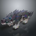 Detailed Minecraft Style Pixel Art Wolf Creature With Colorful Blocky Texture 3d model