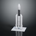 Detailed Space Rocket Model With White Body Three Boosters and White Base 3d model
