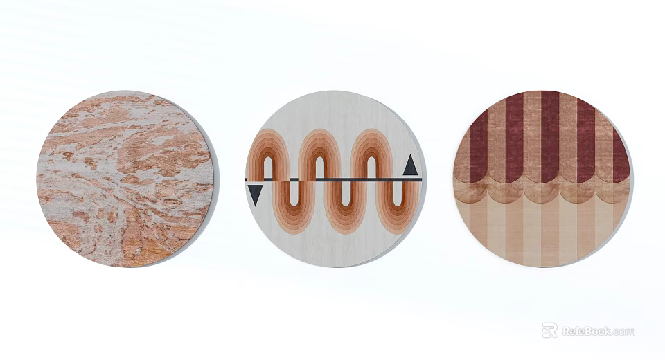 Stylish Round Rugs With Marble Texture Circular Patterns And Striped Designs For Home Decor 3d model