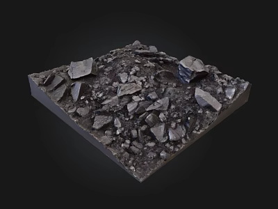 Natural Stone And Wood Materials Piled On Square Display Platform 3d model