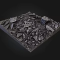 Natural Stone And Wood Materials Piled On Square Display Platform