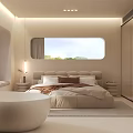 Elegant Modern Hotel Room Interior With Open Bathroom King Bed And Marble Accents