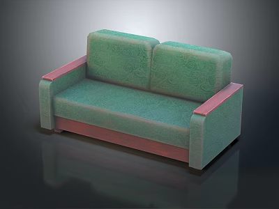 Elegant Green Patterned Multi Person Sofa With Pink Armrests And Modern Design 3d model