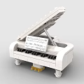 Building Blocks White Piano Model With Open Lid Keys And Sheet Music