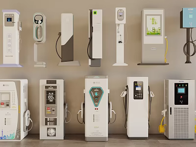 Public Facilities With Multiple Types Of Electric Vehicle Charging Stations And Modern Designs 3d model