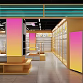 Shopping Mall Toy Story Counter With Colorful Design Neon Lights And Display Shelves