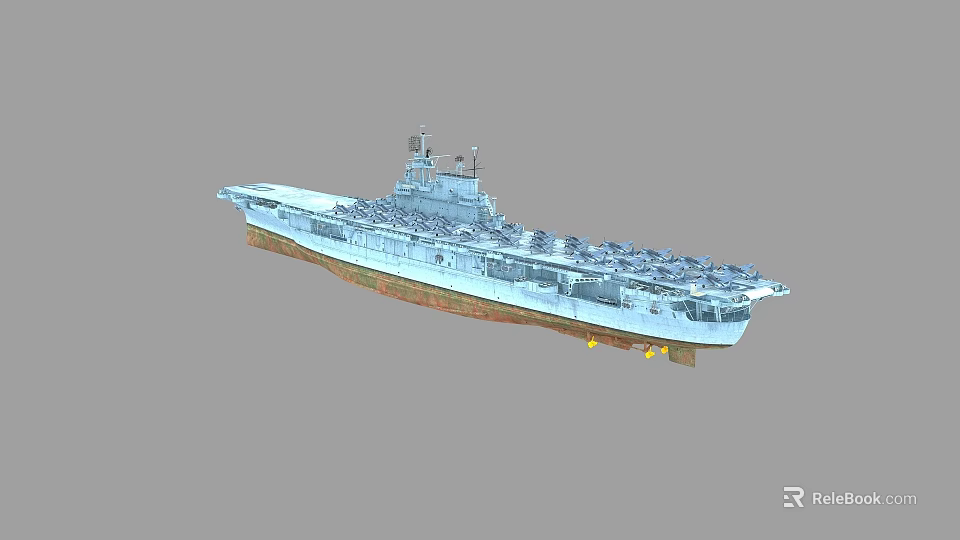 Aircraft Carrier 3D Model With Flight Deck And Island Superstructure 3d model 