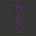 Purple Scythe Weapon Featuring Coiled Chain 3D Model Design With Curved Blade And Reflective Surface