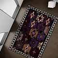 Traditional Square Rug With Intricate Geometric Patterns In Red Blue And White