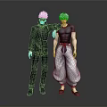 Two White Haired Male Characters In Different Outfits Standing Together 3D Render 3d model