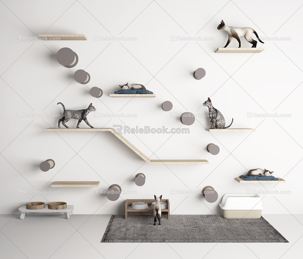 Modern cat climbing frame 3d model