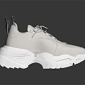 White Stylish Sneakers With Thick Sole And Modern Lace Up Design