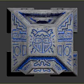Blue Geometric Multi Layered Tower With Hollow Out Design And Decorative Details