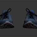 Blue Running Shoes With Red Accents Striped Upper And Streamlined Silhouette