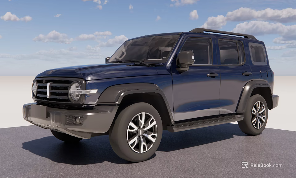 Navy Blue SUV With Rugged Exterior Design Roof Rack And Multi Spoke Wheels 3d model 