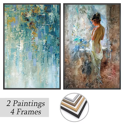 Artistic Picture Frames With 2 Paintings For Home Wall Decoration 3d model