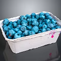 Fresh Blueberries In White Carton With Pink Stains On Dark Background