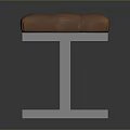Modern Brown Leather Padded Stool With Square Silver Metal Frame Design