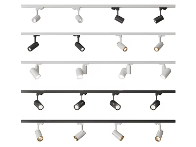 Track Mounted Downlights And Spotlights In White Black With Various Styles And Designs 3d model