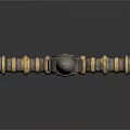 Wavy Blade Sword with Golden Decorated Hilt and Brown Grip Design