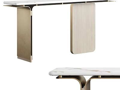 Modern Reception Desk With Sleek Marble Top And Metal Support Frame 3d model