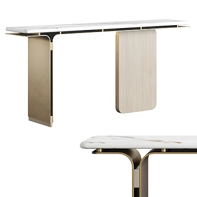 Modern Reception Desk With Sleek Marble Top And Metal Support Frame 3d model