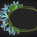 Decorative Flower Wreath With Blue Petals And Green Leaves For Hanging