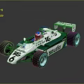 White Green TAG Studio Formula Race Car With Streamlined Design And Driver 3d model