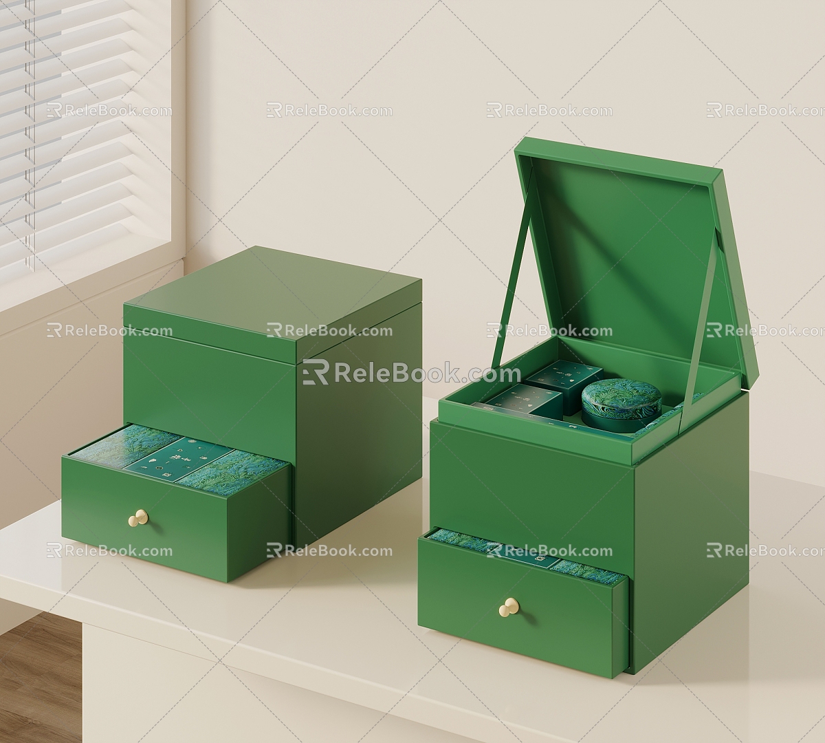 Modern Holiday Supplies Mid-Autumn Festival Gift Box Drawer Box 3d model