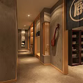 Cozy Japanese Restaurant With Cherry Blossom Trees Wooden Decor And Open Layout