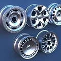 Different Car Wheel Rim Designs In Silver Metallic Finish For Vehicles