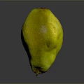 Yellow Ripe Fresh Juicy Pear on Dark Background with Shiny Surface