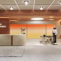 Modern Fashion Clothing Store Interior With Reception Counter Striped Mannequin And Orange Gradient Wall