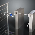 Modern Stainless Steel Accessible Turnstile With Wheelchair Symbol And Railings