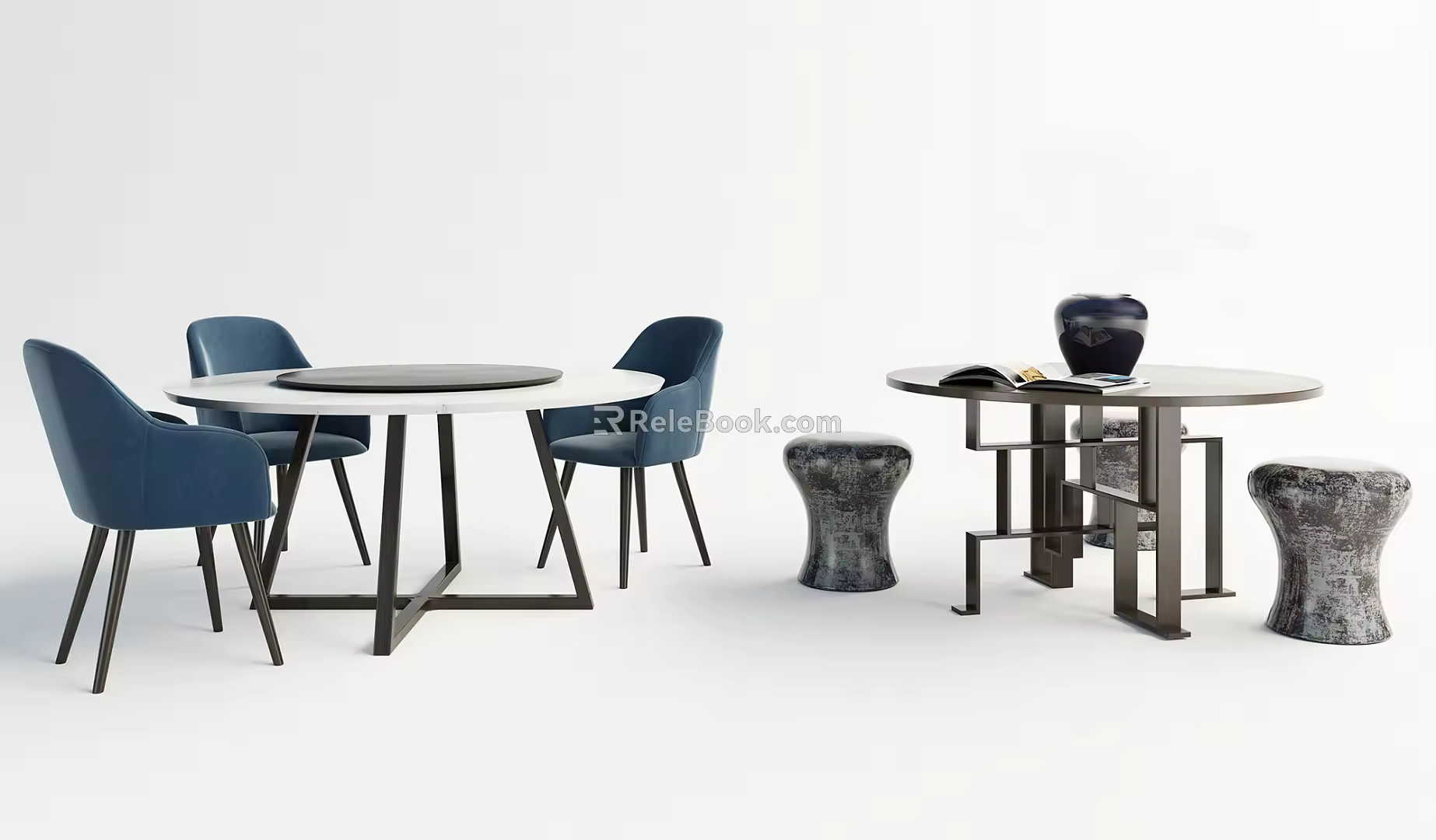 New Chinese Style Casual Table and Chair Combination Casual Table and Chair 3d model