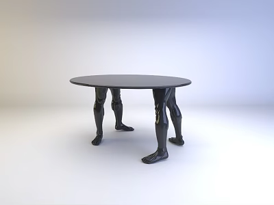 Round Black Coffee Table With Human Like Leg Design For Modern Living Room 3d model