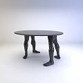 Round Black Coffee Table With Human Like Leg Design For Modern Living Room