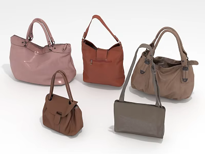 Stylish Handbags With Multiple Styles Different Colors And Classic Designs 3d model