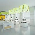 Modern Digital Store Interior With White Display Counters Pendant Lights And Electronic Products