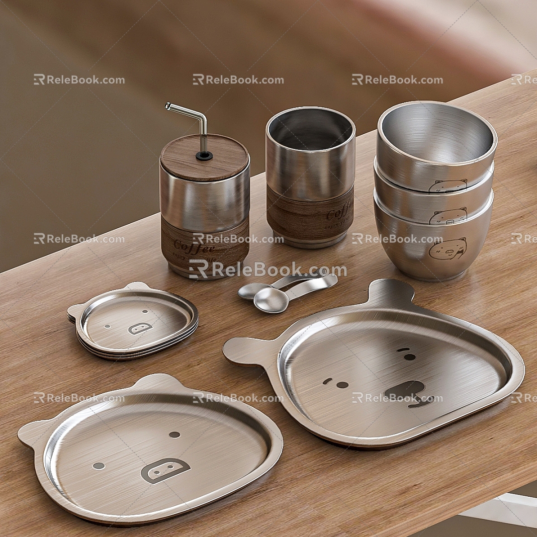 Cute kitchen tableware combination model