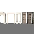 Roman Columns Featuring Different Design Arch Structures And Light Dark Stone Finishes 3d model