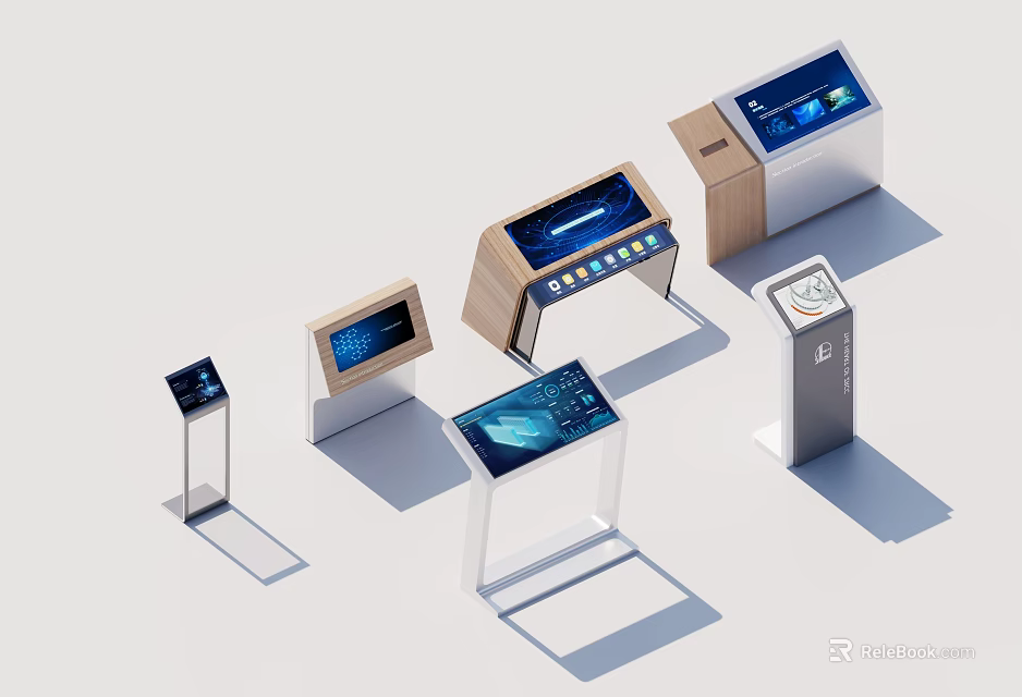 Smart Machines With Various Interactive Screens And Modern Designs For Public Spaces 3d model 