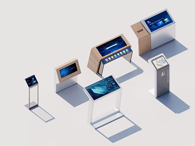 Smart Machines With Various Interactive Screens And Modern Designs For Public Spaces 3d model