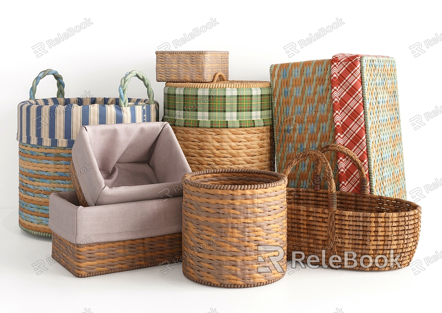 Modern Storage Basket Bamboo Basket Dirty Clothes Basket model