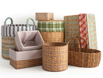 Modern Storage Basket Bamboo Basket Dirty Clothes Basket 3d model