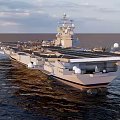 Powerful Aircraft Carrier Naval Weapon Sailing On Open Sea With Flight Deck 3d model
