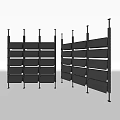 Modern Black Bookcase With Metal Frame And Multiple Open Storage Shelves 3d model