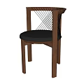 Modern Single Chair With Wooden Frame Woven Backrest And Padded Seat