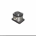 Industrial Mechanical Component With Silver Body Black Base Top Bolts And Threaded Port