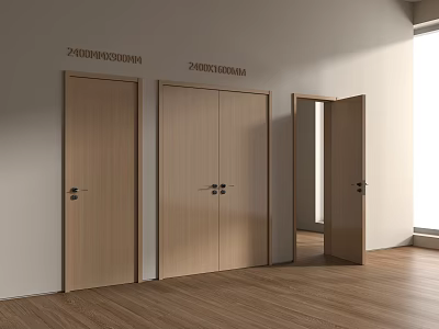 Modern Double Door Bedroom Double Door Flat Open Bedroom Wood 3d model